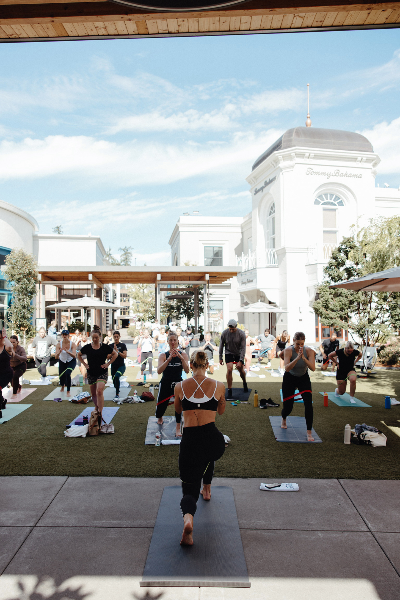Kelli Blake guiding a large outdoor class